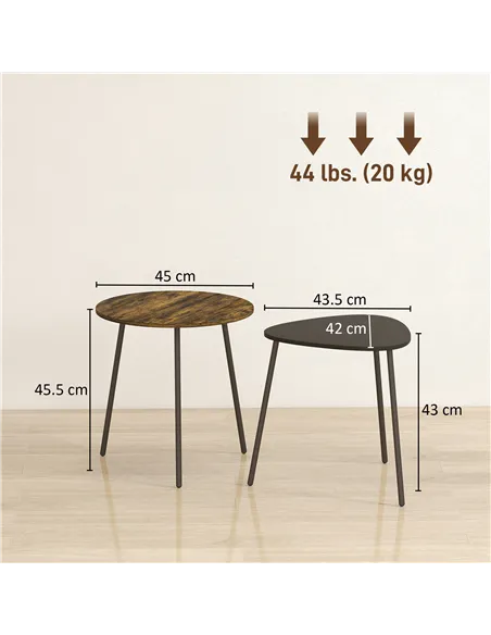 HOMCOM Nesting Side Table Set of 2 - Rustic Brown