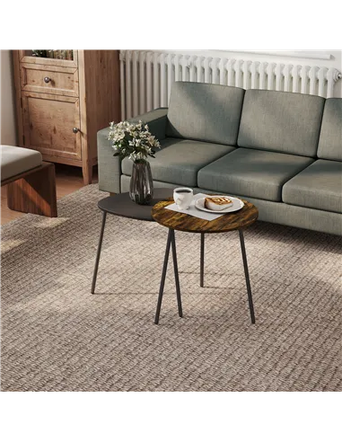 HOMCOM Nesting Side Table Set of 2 - Rustic Brown