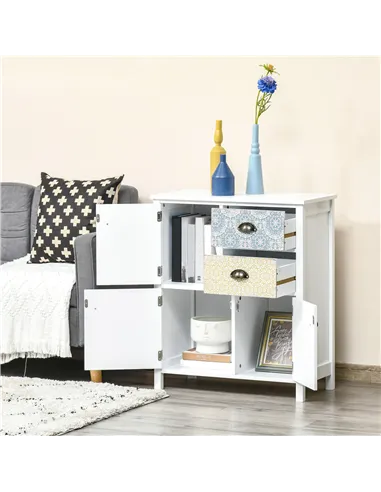 HOMCOM Drawer Table Sideboard Multi-purpose Storage Chest Shabby Chic Entryway Living Room Bedroom Furniture Organizer Unit