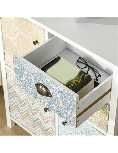 HOMCOM Drawer Table Sideboard Multi-purpose Storage Chest Shabby Chic Entryway Living Room Bedroom Furniture Organizer Unit