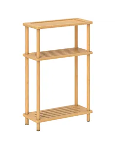 HOMCOM Bamboo Side Table, 3-Tier Slim End Table, Nordic Style, for Living Room, Bedroom, Office, Tool-Free Assembly, Natural Woo