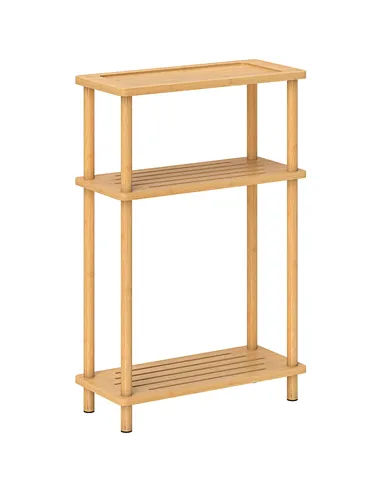 HOMCOM Bamboo Side Table, 3-Tier Slim End Table, Nordic Style, for Living Room, Bedroom, Office, Tool-Free Assembly, Natural Woo