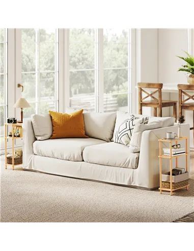 HOMCOM Bamboo Side Table, 3-Tier Slim End Table, Nordic Style, for Living Room, Bedroom, Office, Tool-Free Assembly, Natural Woo