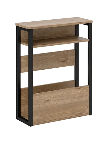 HOMCOM Industrial-Style Side Table - Black/Walnut Brown