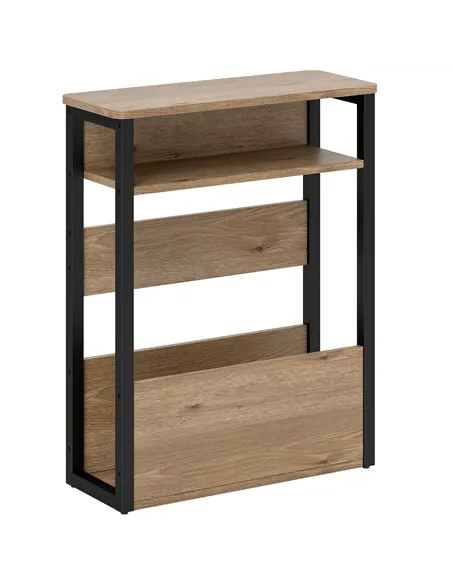 HOMCOM Industrial-Style Side Table - Black/Walnut Brown