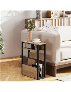 HOMCOM Industrial-Style Side Table - Black/Walnut Brown 2
