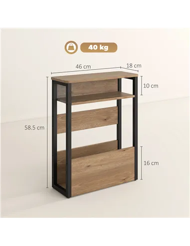 HOMCOM Industrial-Style Side Table - Black/Walnut Brown