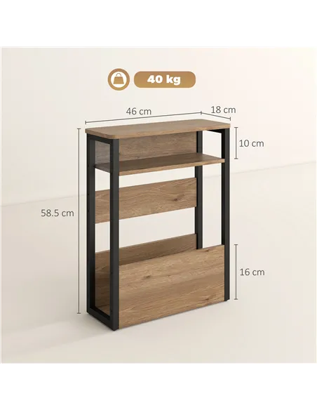 HOMCOM Industrial-Style Side Table - Black/Walnut Brown