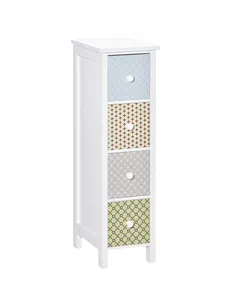 HOMCOM Chest of Drawers, 4 Drawer Dresser, Storage Organizer Toilet Tissue Cabinet for Bedroom, Bathroom
