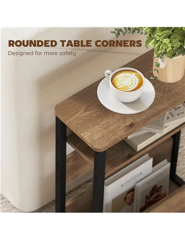 HOMCOM Industrial-Style Side Table - Black/Walnut Brown