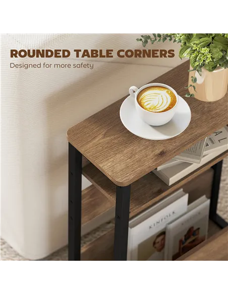 HOMCOM Industrial-Style Side Table - Black/Walnut Brown