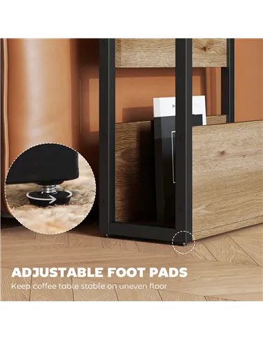 HOMCOM Industrial-Style Side Table - Black/Walnut Brown