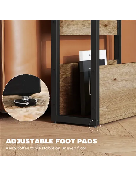 HOMCOM Industrial-Style Side Table - Black/Walnut Brown