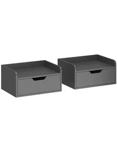 HOMCOM Floating Nightstands Set of 2, Wall Mounted Bedside Table with Drawer for Bedroom, Black