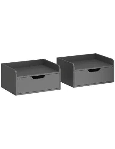 HOMCOM Floating Nightstands Set of 2, Wall Mounted Bedside Table with Drawer for Bedroom, Black