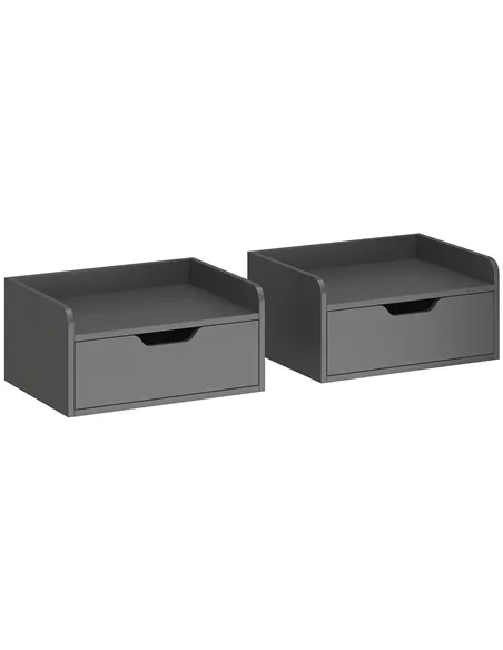 HOMCOM Floating Nightstands Set of 2, Wall Mounted Bedside Table with Drawer for Bedroom, Black