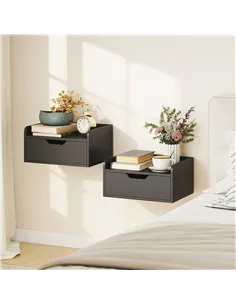 HOMCOM Floating Nightstands Set of 2, Wall Mounted Bedside Table with Drawer for Bedroom, Black 2