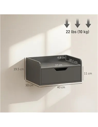 HOMCOM Floating Nightstands Set of 2, Wall Mounted Bedside Table with Drawer for Bedroom, Black