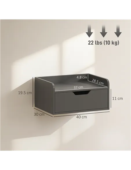 HOMCOM Floating Nightstands Set of 2, Wall Mounted Bedside Table with Drawer for Bedroom, Black