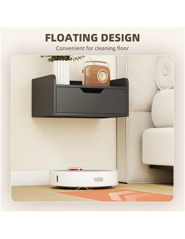 HOMCOM Floating Nightstands Set of 2, Wall Mounted Bedside Table with Drawer for Bedroom, Black