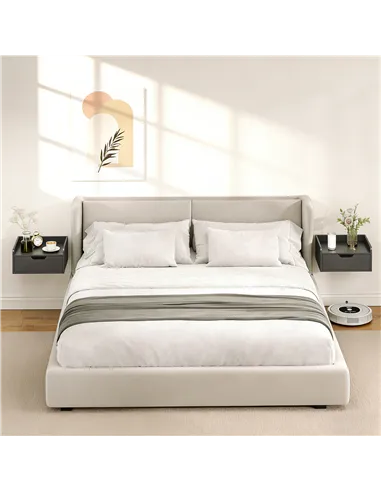 HOMCOM Floating Nightstands Set of 2, Wall Mounted Bedside Table with Drawer for Bedroom, Black