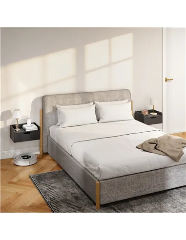 HOMCOM Floating Nightstands Set of 2, Wall Mounted Bedside Table with Drawer for Bedroom, Black