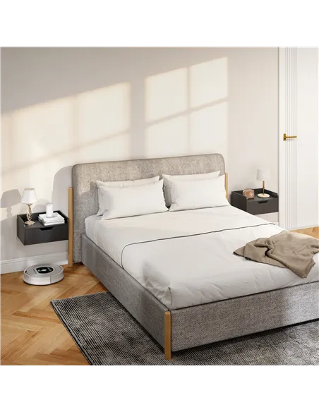 HOMCOM Floating Nightstands Set of 2, Wall Mounted Bedside Table with Drawer for Bedroom, Black