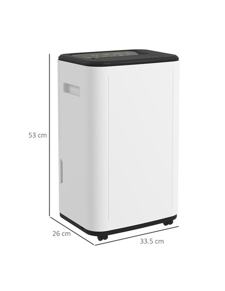 HOMCOM 6000mL Portable Dehumidifier with 24H Timer, 3 Dehumidifying Modes, 20L/Day, for Home Laundry Basement