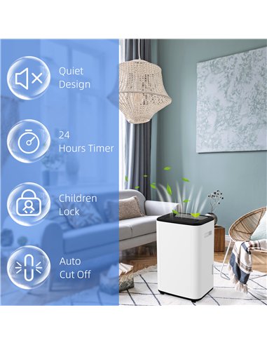 HOMCOM 6000mL Portable Dehumidifier with 24H Timer, 3 Dehumidifying Modes, 20L/Day, for Home Laundry Basement