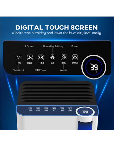 HOMCOM 12L/Day Dehumidifier, with Filter - White