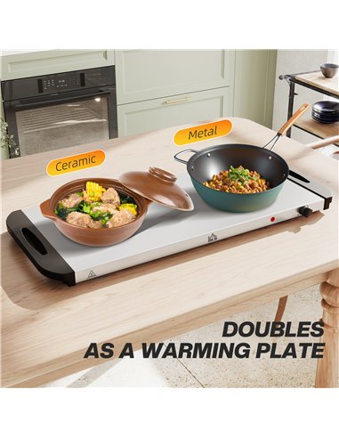 HOMCOM 5 Tray Electric Food Warmer Buffet Server with Warming Plate, Cool Touch Handles, Adjustable Temperature, 300W, 3 x 2.4L 