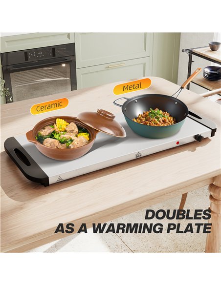 HOMCOM 5 Tray Electric Food Warmer Buffet Server with Warming Plate, Cool Touch Handles, Adjustable Temperature, 300W, 3 x 2.4L 