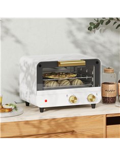 HOMCOM Small Toaster Oven, 12L Multifunction Mini Countertop Oven with Glass Door, Adjustable Temperature and Timer, White 2