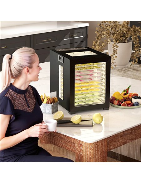 HOMCOM 12-Tray 40-70℃ Food Dehydrator - Black