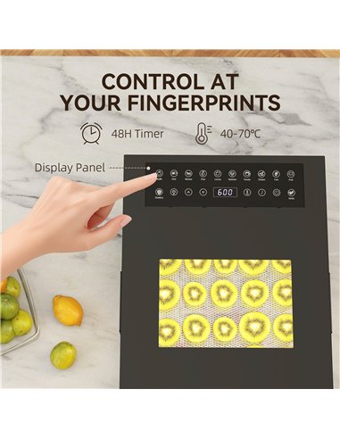 HOMCOM 12-Tray 40-70℃ Food Dehydrator - Black