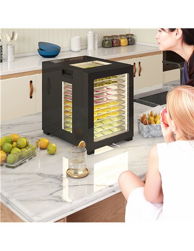 HOMCOM 12-Tray 40-70℃ Food Dehydrator - Black