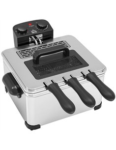 HOMCOM 5 Litre Deep Fat Fryer Stainless Steel with Adjustable Temperature, 60min Timer, Removable Oil Basket, Viewing Window and