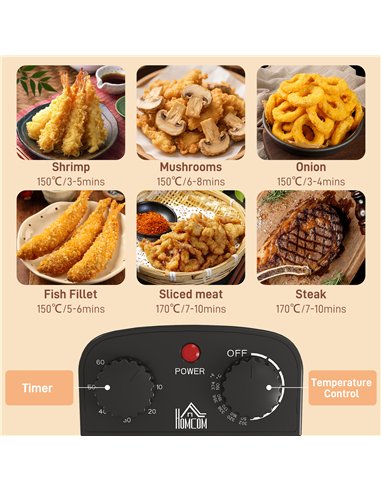 HOMCOM 5 Litre Deep Fat Fryer Stainless Steel with Adjustable Temperature, 60min Timer, Removable Oil Basket, Viewing Window and