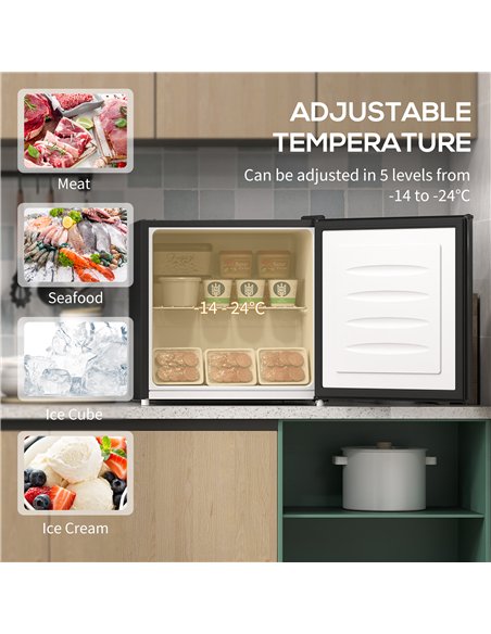 HOMCOM 35L Mini Freezer, -24℃ to -14℃ Temperature - Black