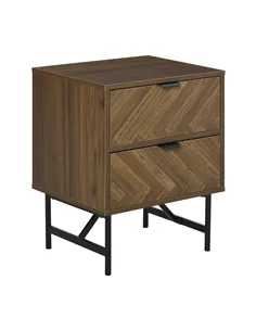 HOMCOM Bedside Table with Two Drawers, Side Cabinet Storage Unit with Metal Handles, Organisation Furniture for Living Room, Bed