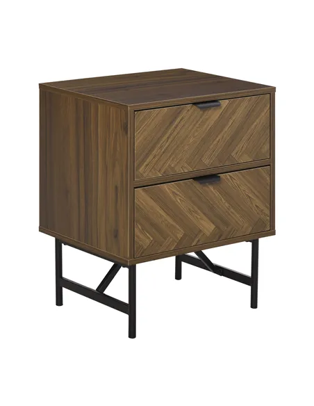 HOMCOM Bedside Table with Two Drawers, Side Cabinet Storage Unit with Metal Handles, Organisation Furniture for Living Room, Bed