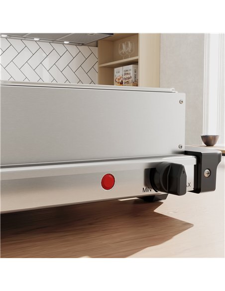 HOMCOM 4.5L Stainless Steel Electric Buffet Server, with 3x Trays and Lids, Set of 2