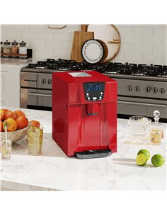 HOMCOM 3L Ice Maker Machine and Water Dispenser, 12kg in 24H, 2 Sizes 9 Ice Cubes Ready in 6-10 Mins Ice Machine, Red 2