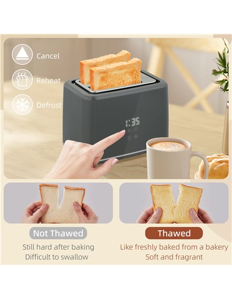 HOMCOM Digital Stainless Steel Kettle and Toaster Set, 1.5L 3000W Fast Boil Kettle, 2 Slice Toaster with 7 Level Browning Contro