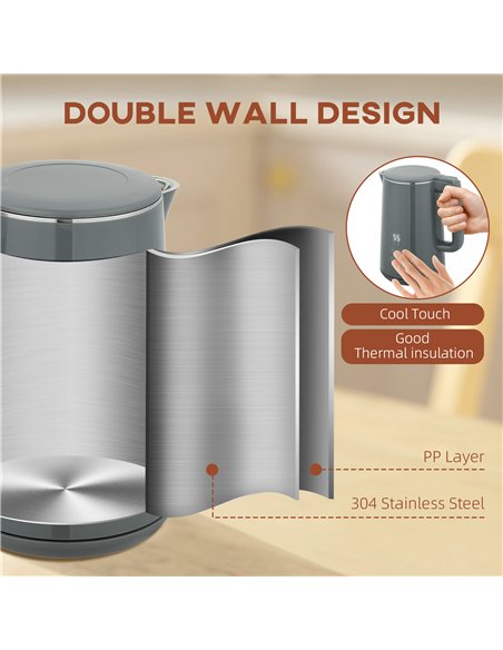 HOMCOM Digital Stainless Steel Kettle and Toaster Set, 1.5L 3000W Fast Boil Kettle, 2 Slice Toaster with 7 Level Browning Contro