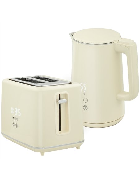 HOMCOM Digital Stainless Steel Kettle and Toaster Set, 1.5L 3000W Fast Boil Kettle, 2 Slice Toaster with 7 Level Browning Contro