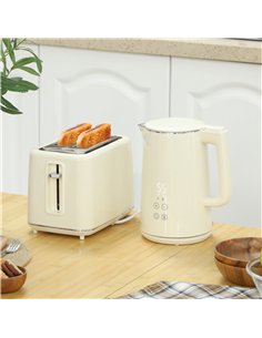 HOMCOM Digital Stainless Steel Kettle and Toaster Set, 1.5L 3000W Fast Boil Kettle, 2 Slice Toaster with 7 Level Browning Contro 2