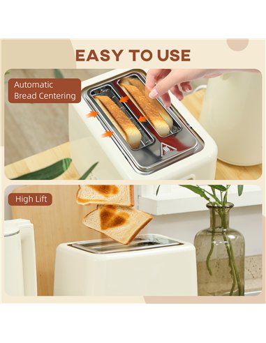 HOMCOM Digital Stainless Steel Kettle and Toaster Set, 1.5L 3000W Fast Boil Kettle, 2 Slice Toaster with 7 Level Browning Contro