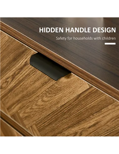 HOMCOM Bedside Table with Two Drawers, Side Cabinet Storage Unit with Metal Handles, Organisation Furniture for Living Room, Bed