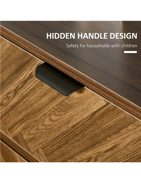 HOMCOM Bedside Table with Two Drawers, Side Cabinet Storage Unit with Metal Handles, Organisation Furniture for Living Room, Bed